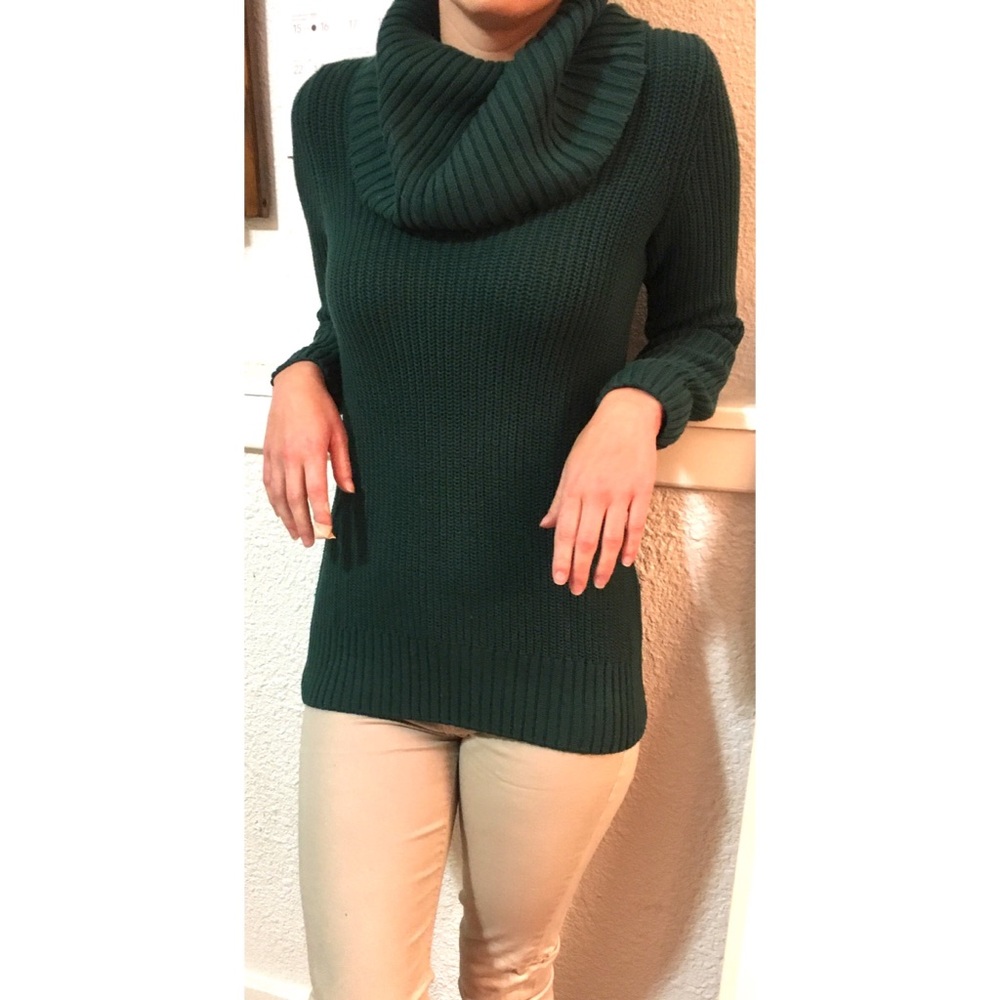 Dark Green Cowl Sweater